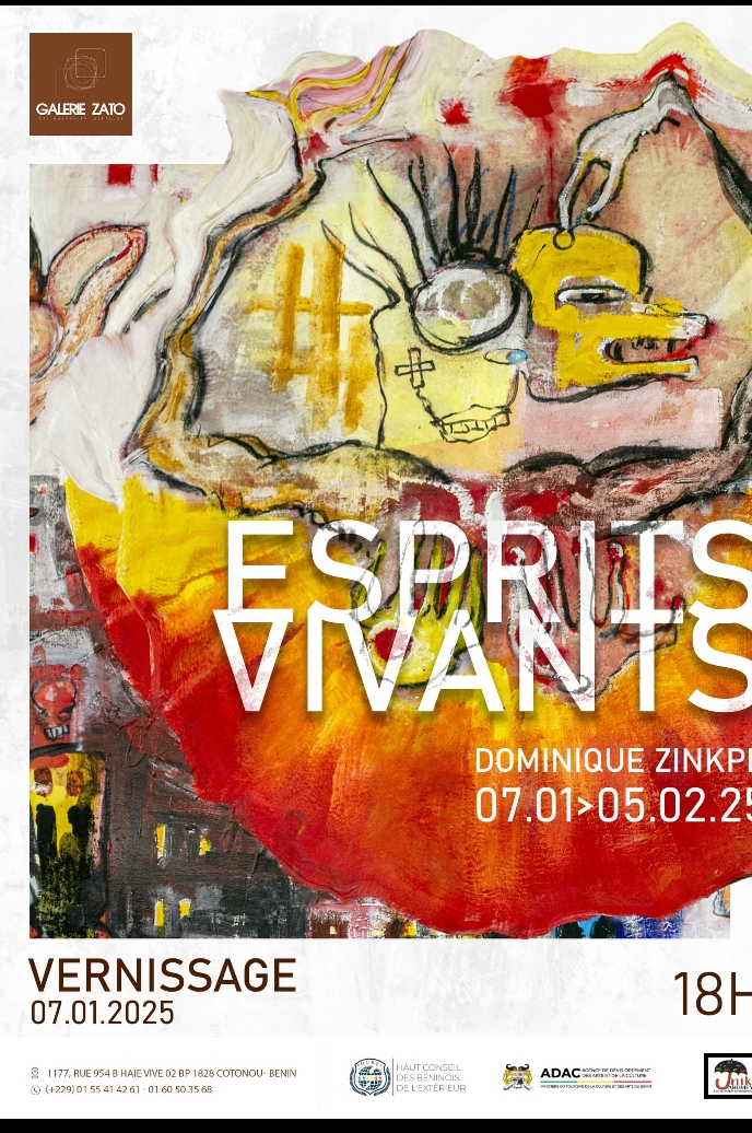 Dominique Zinkpè expose « Esprits Vivants » à la Galerie ZATO : Une célébration de l’art contemporain parrainée par Romain da Costa